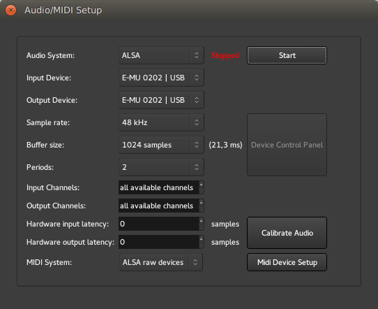 The Audio/MIDI Setup Dialog