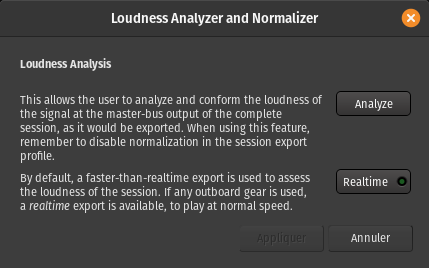 The Loudness Analyzer realtime selector